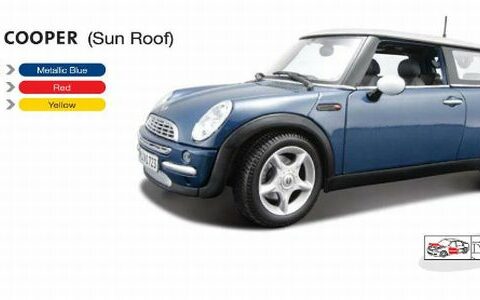 Mini-Cooper mit Sonnendach blau