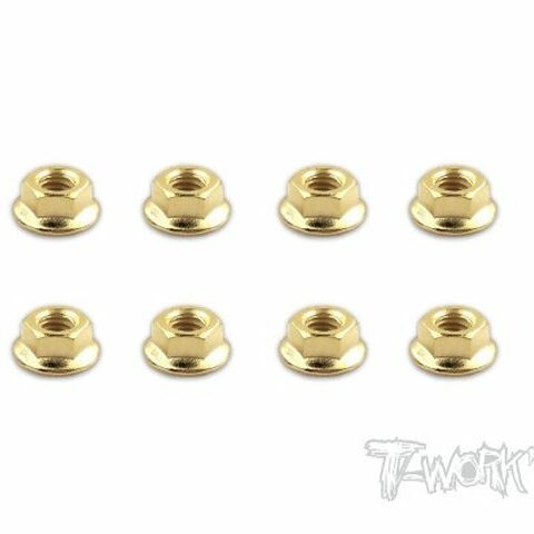 Gold Plated Serrated M4 Wheel Steel Nuts ( 8 pcs.)