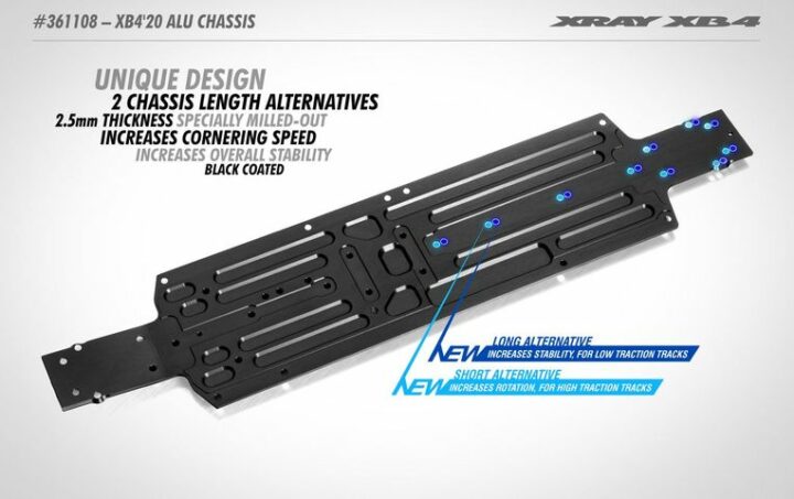 XB4'20 ALU Chassisplatte  (2.5MM) XRAY 361108 – Bild 2