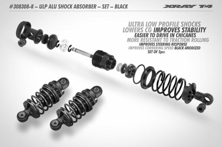 ULP ALU Stossdämpfer Set - SCHWARZ (2) XRAY 308308-K – Bild 2