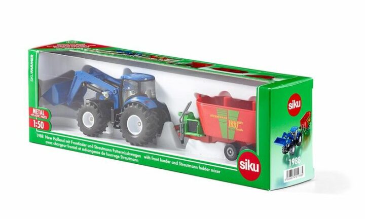New Holland mit Frontlader und Strautmann Futtermischwagen – Bild 4
