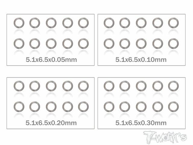 Shim Scheiben 5mm Set 0.05; 0.1; 0.2