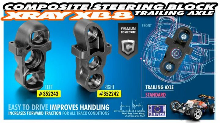 XB8'16 Achsschenkel vorne - TRAILING AXLE - LINKS XRAY 352243 – Bild 2