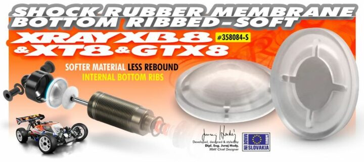 XB8 Stossdämpfer-Gummimembranen mit Rippe - SOFT (4) XRAY 358084-S – Bild 2