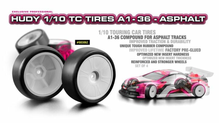 HUDY 1/10 TOURING ASPHALT TIRES A1-36° (4) HUDY 803062 – Bild 2