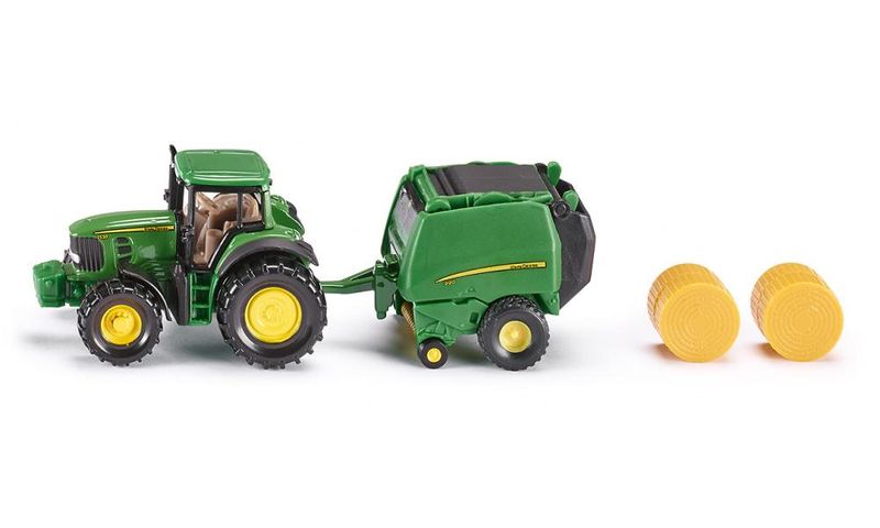 John Deere Traktor mit Ballenpresse