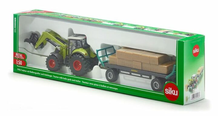Traktor mit Quaderballengreifer und Ballenwagen – Bild 2