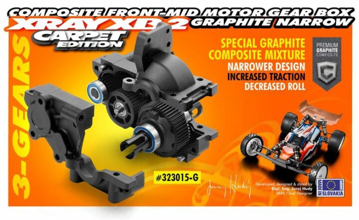 Getriebegehäuse KUNSTSTOFF - MID MOTOR FRONT ( 3 GEARS ) SCHMAL - SET - GRAPHITE XRAY 323015-G – Bild 2