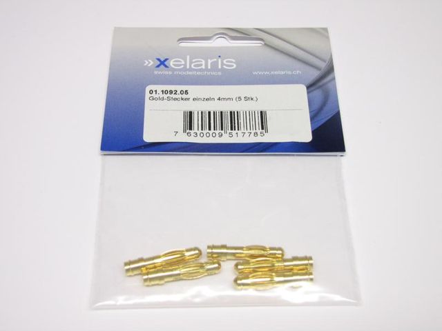 Gold-Stecker einzeln 4mm (5 Stk.)