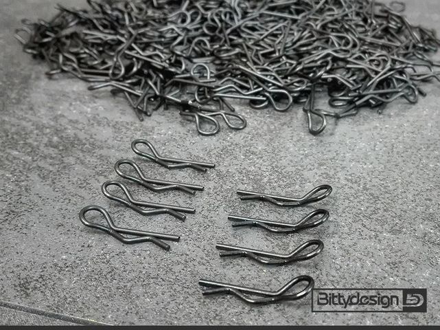 Bittydesign 1/10 Body Clips Kit 8pcs Schwarz (4L+4
