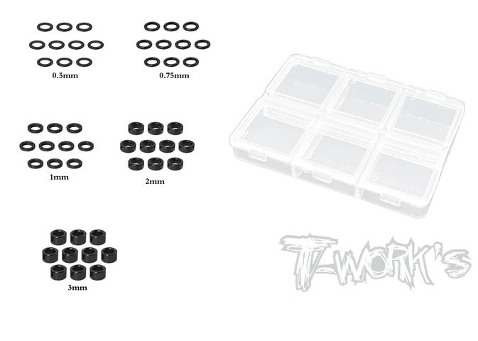Aluminum Shim Set 3 x 5 x 0.5/0.75/1/2/3mm ( Black