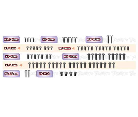 64 Titanium Upper Deck Screw set 78pcs.( For Xray