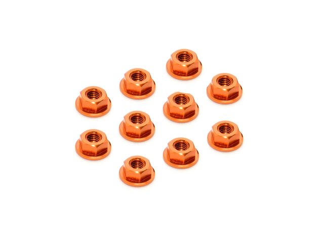 ALU Radmuttern M4 verzahnt mit Flansch - ORANGE (1