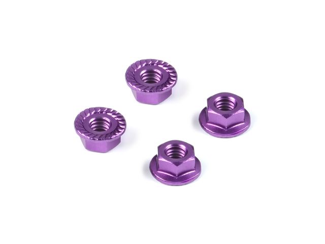 ALU Muttern M4  verzahnt mit Flansch - VIOLETT (4)